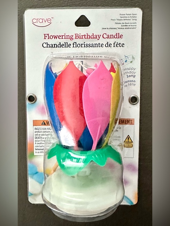 Crave Other - Flower Birthday Candle Lotus Opens Plays Happy Birthday Party Cake Topper